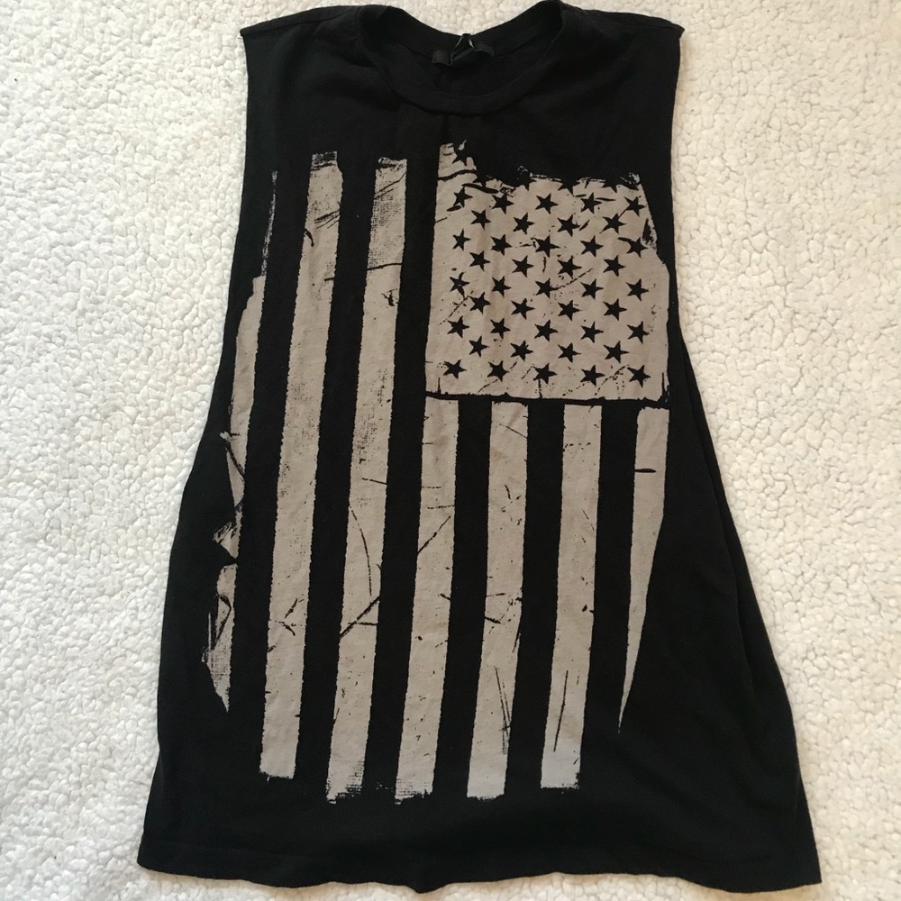 Forever 21 Black American flag cut off
